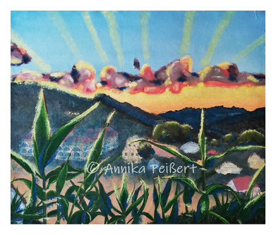 "Interpretation eines Sonnenaufgangs in Agios Stefanos" by Annika Peißert
