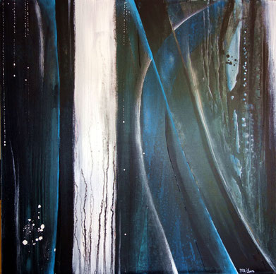 "Blue Ritournelle" toile réalisée avec Benoit GUERIN - 100X100 - 2013