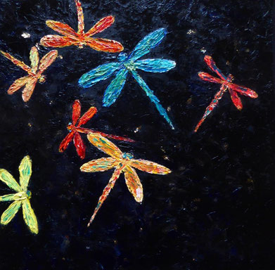 Buntes Reigen, Öl auf Leinwand, 30x30 cm