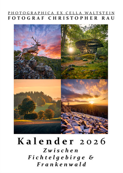 Übersicht über die 24 Bilder des Kalenders 2024 "Fichtelgebirge & Ausseerland" des Fotografen Christopher Rau mit Faszinierenden Bildern aus Fichtelgebirge und Ausseerland mit Sonnenuntergang, Wald, Nebel, Gebirge, Sonnenaufgang, Milchstraße, Spiegelung