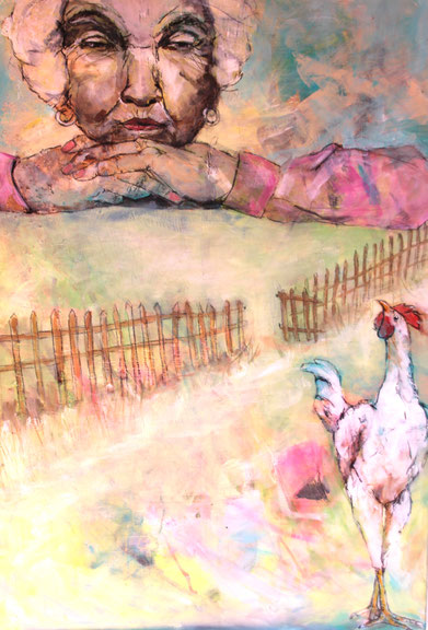 Dir zeig ich`s  70 x 100  Acryl, Kohle 