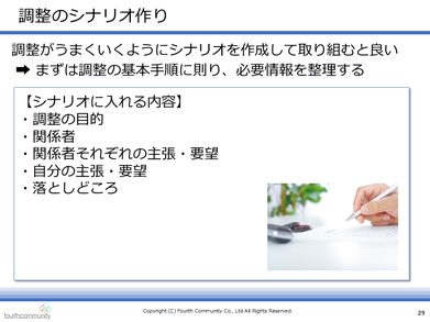 調整のシナリオ作り