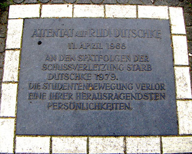 Mindetavl for Rudi Dutschke i Berlin-Wilmersdorf
