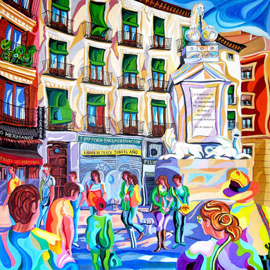 LA FUENTECILLA (MADRID). Oleo sobre lienzo. 100 x 100 x 3,5 cm.