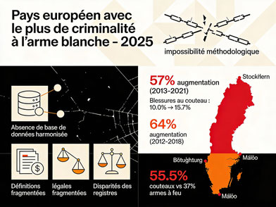 Pays européen avec le plus de criminalité à l'arme blanche en 2025 - Fragmentation méthodologique et exception suédoise