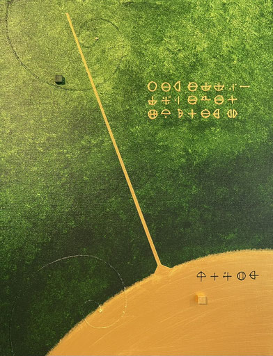 GrEEn LAND S 1   F6   318mm×410mm   2025 Acrylic on canvas, wood