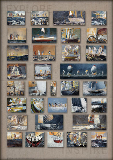 art,tableaux,mer,voiliers,course au large,marine plaisance,régates,la trinité sur mer,impressionniste,figuratif,inspiration,exploration