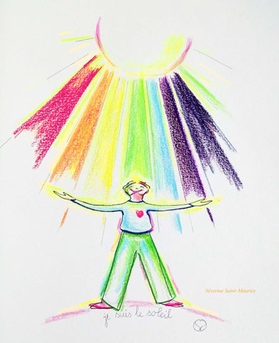 dessin. dessiner en conscience. lescerclesdelumiere.com. Tours 37000. Séverine Saint-Maurice. conscience. soleil. arc en ciel