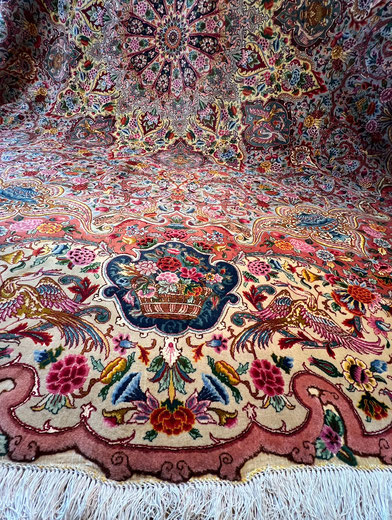 TABRIZ　wool&silk 60Raj ALI MASSANE工房 草木染とても美しい希少な絨毯　360ｘ360 円形