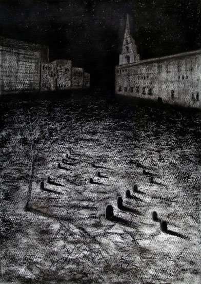 Plaza, 2006 carboncillo 35X28 cm