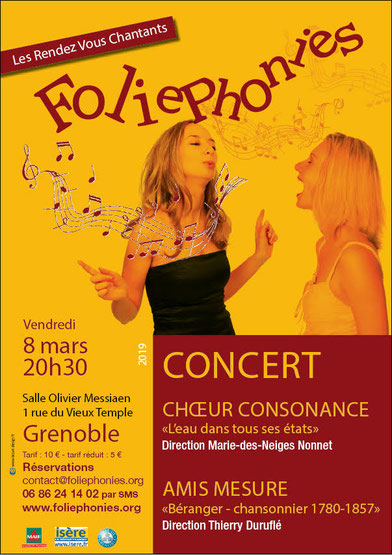 Concert du Choeur Consonance aux Rendez-vous chantants de Foliephonies - vendredi 8 mars 2019