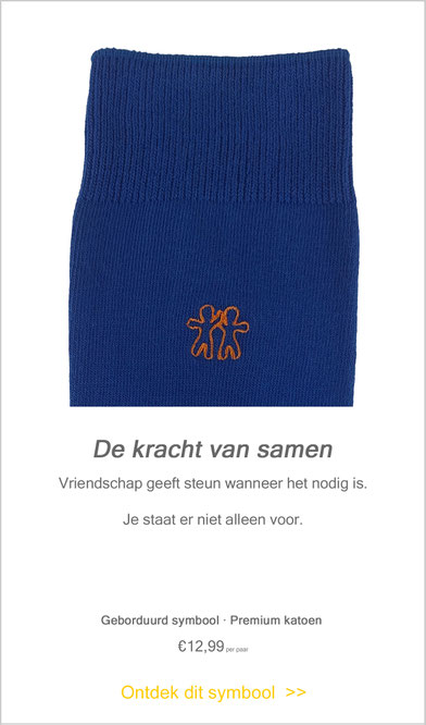 Blauwe herensokken met afbeelding van vriendschap