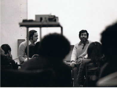 Gianni Pettena con Allan Kaprow, Universita di Firenze, 1975