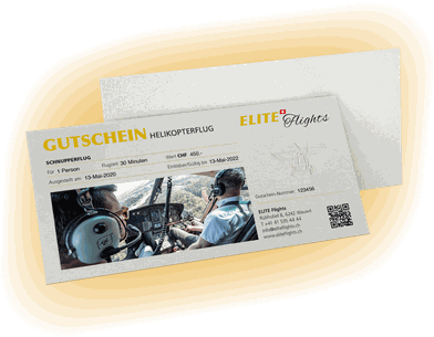 Elite Flights Gutschein Helikopterflug, Schnupperflug, selber Helikopter fliegen, selbst Helikopter fliegen, Beromünster, Grenchen, Basel