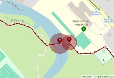 Muggendorf PH 22 K: Ziel und Start (GPS-Radius)