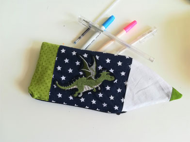 etui,schule,einschulung,stifte,schreiben,nähen,lebenslustig,schulanfänger,drachen,diy,nähanfänger