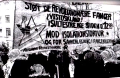 Solidaritet med de sultestrejkende revolutionære fangers krav , København i 1989