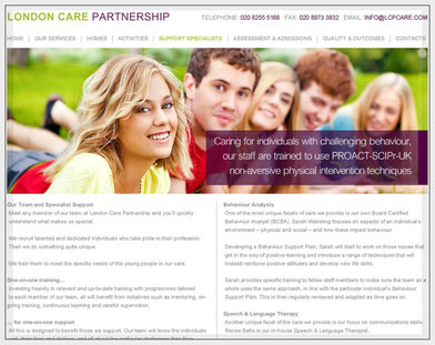 London Care Partnership sample web page