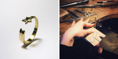 fabriquer une bague étoile filante dorée