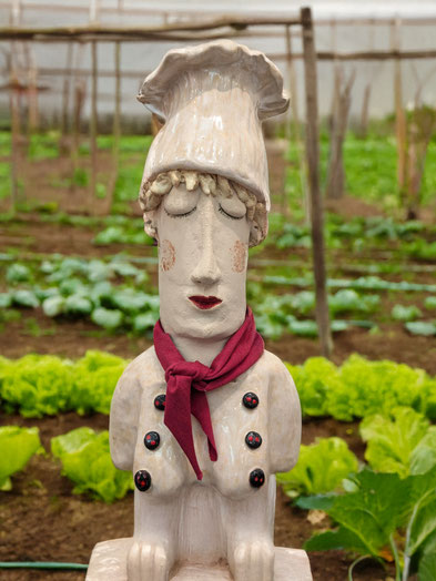 Keramikskulptur Köchin, ca. 25 cm
