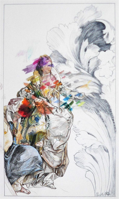 FANTAISIE 3   crayon de couleur sur papier   33 x 19