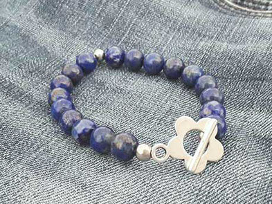 Lapislazuli Armband mit Silberblume