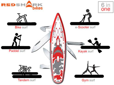 Red Shark - The combination of six watersport experiences in one | Premium Water Bikes | Paddleboard (SUP) | e-scooter | Kayak | Gym | Tandem