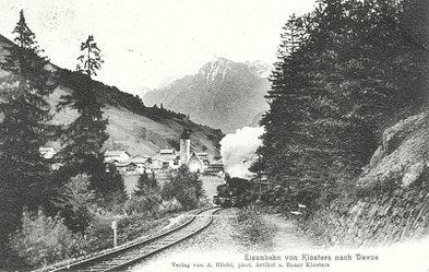 Verlag von A. Büchi, phot. Artikel und Bazar Klosters, gestempelt 13. September 1910