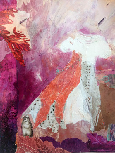 Feierkleid Ligurien, Mischtechnik auf Papier, 30 x 20 cm, 2017