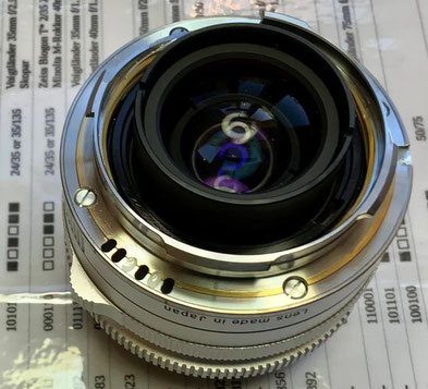 Zeiss 35mm f/2.8 ZM Biogon with 6-Bit coding by Skyllaney Opto-Mechanics - photo courtesy of Skyllaney