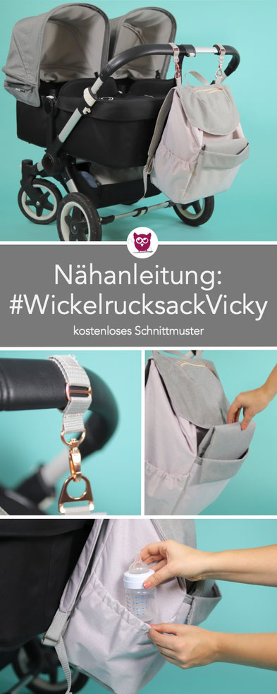 [Werbung] 2-in-1 Wickelrucksack Vicky Nähanleitung mit kostenlosem Schnittmuster: Nähanleitung für #WickelrucksackVicky mit integrierter Wickelunterlage. Die Wickeltasche hat viele Fächer für viel Babyzubehör. Nähen für Babys mit DIY Eule.