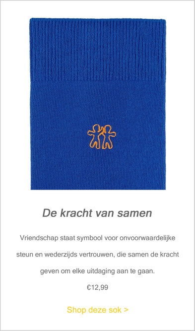 Blauwe herensokken met afbeelding van vriendschap