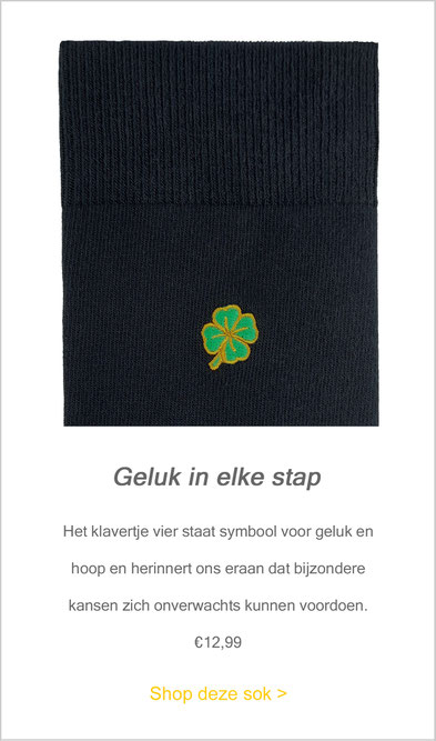 Zwarte herensokken met afbeelding van Klavertje vier