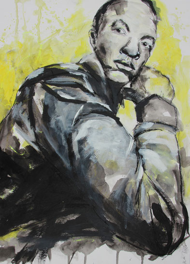 Im Blick      42  x  56   Aquarell, Kohle, Acrylweiß