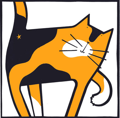 'Cat Scratch' tortoiseshell funny cat screenprint