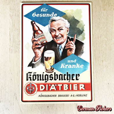 Königsbacher Diätbier -Für Gesunde und Kranke - Pappschild  Koblenz um 1950  30 x 42 cm 