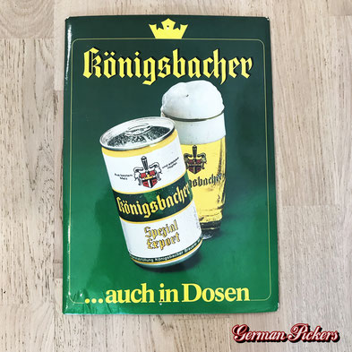 Königsbacher auch in Dosen - Pappschild  Deutschland 1960er 