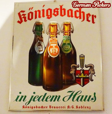 Königsbacher - in jedem Haus - Emailoid Schild  Deutschland um 1930 