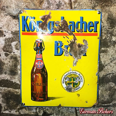 Königsbacher Bräu - Emailschild  Deutschland um 1920  Boos & Hahn Ortenberg-Baden, 45 x 55 cm 