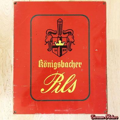 Königsbacher Brauerei Koblenz Pils  seltene rote Version  Blechschild um 1970 