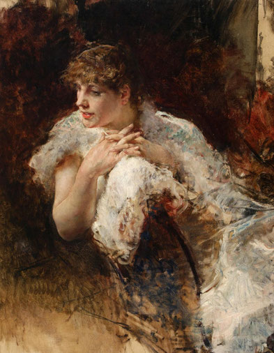 GIUSEPPE DE NITTIS - Ritrato di signora napoletana