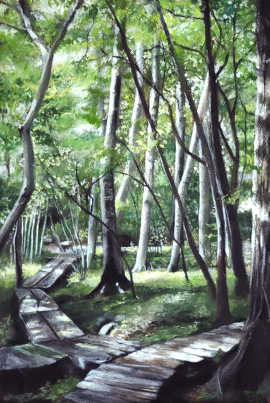 「夏の散歩道」P6号　パステル・アクリル　￥166,320(税込)
