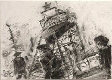 „Skizze Beben (schwankender Stern) II“, Kohle auf Papier, A4, 2019