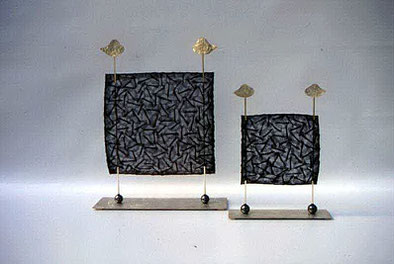 object,- silver, hematite and vegetable fiber paper by Ruth Moro.  Zoltan Locarno