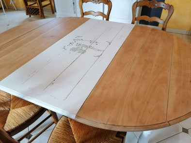 relooking de meuble le mans sarthe le perche table merisier relooké blanc bois