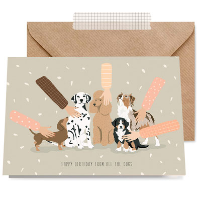 Dog friends postcard klappkarte Grußkarte