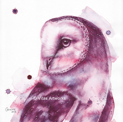 elegantes Kunstwerk einer Eule - Aquarell Original 