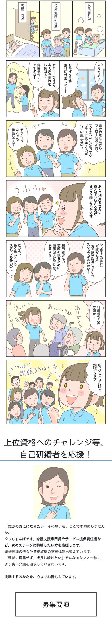 有料老人ホームのスタッフ求人をマンガ制作2