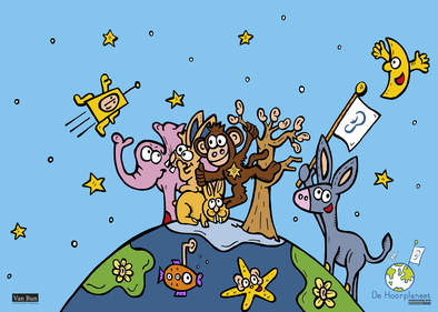 Dirk Van Bun Illustraties & Vormgeving - Hoorcentrum Aerts - De Hoorplaneet - Canvas 1m x 70