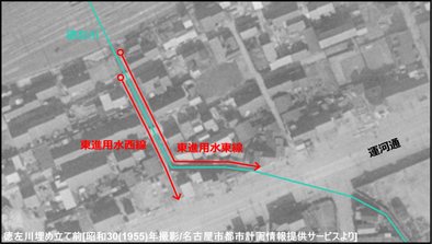 埋め立て前、徳左川の両岸に道があった